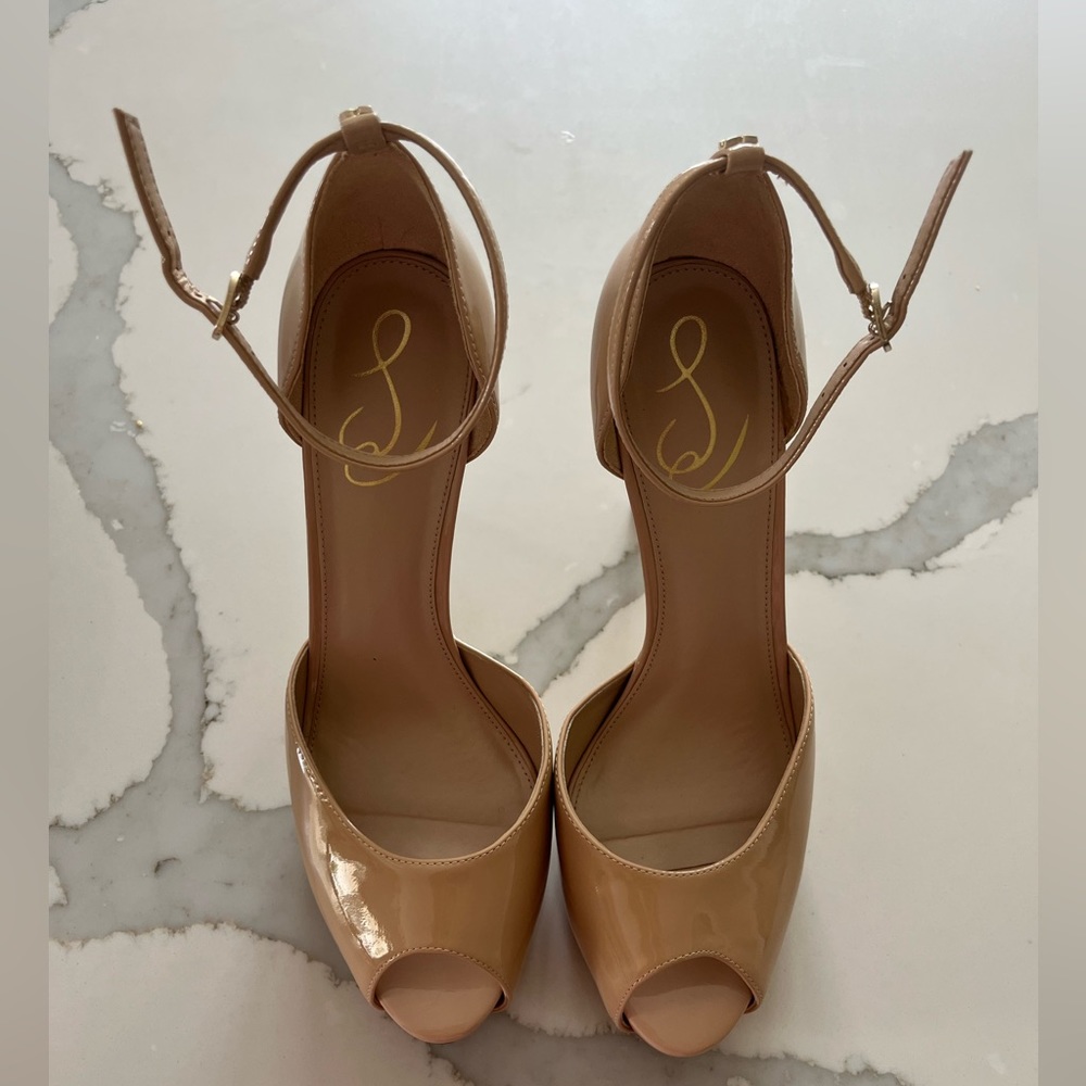 SAM EDELMAN Florencia Blush Patent Heels